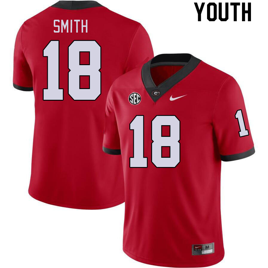 Georgia Bulldogs Youth C.J. Smith #18 Red Stitched College UGA Football Jersey 23NT011EI